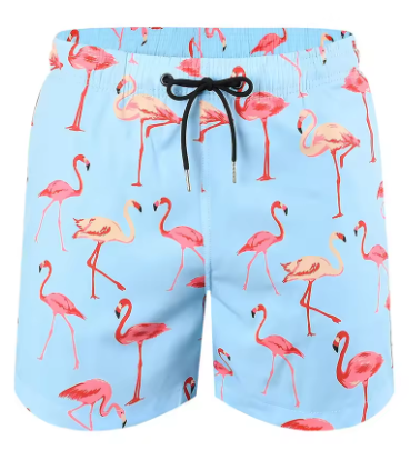 Short de Bain Flamant Rose Vert