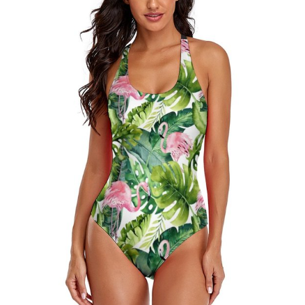 maillot de bain flamant rose tropical