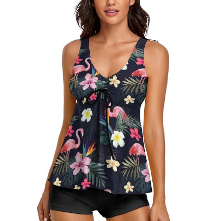 maillot de bain long flamant rose short et t shirt