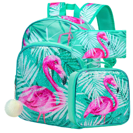 ensemble de sac a dos trousse flamant rose