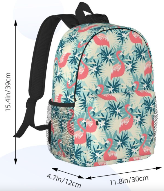 sac a dos flamant rose imprime tropical