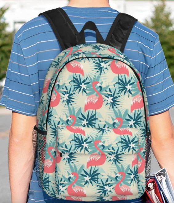 sac d ecole lycee garcon ado fille flamant rose