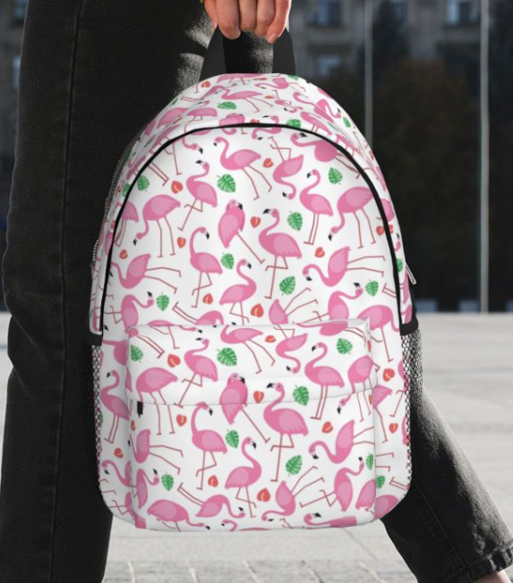 sac a dos flamant rose grande poche