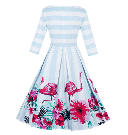 robe noire flamant rose retro sexy