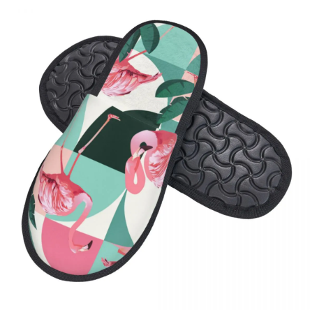 pantoufles confortables flamant rose