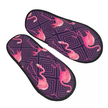 chaussons bien chaud pour hiver avec flamant rose