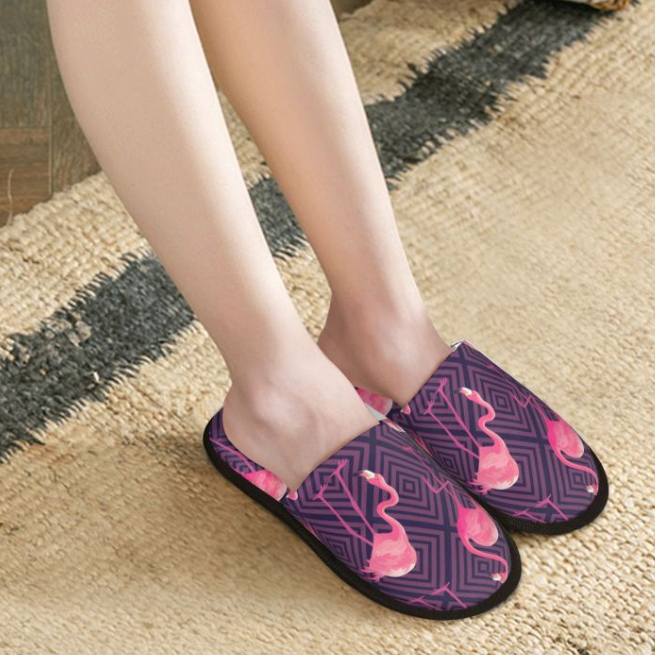 pantoufle avec flamant rose pour femme