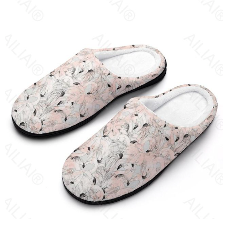 pantoufles doublees flamant rose