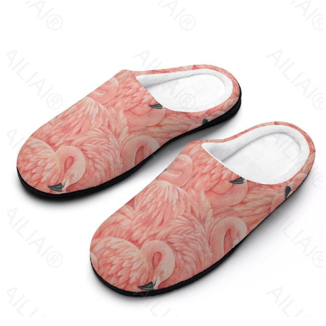pantoufles fausse fourrure flamant rose