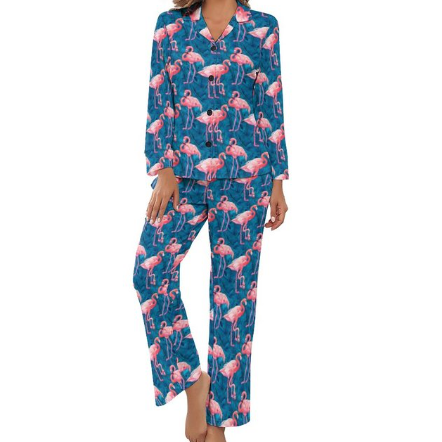 pyjama bleu flamant rose pour femme