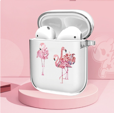 etui silicone air pods flamingo