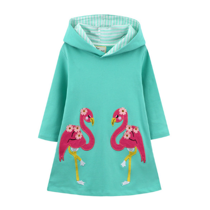 Robe Flamant Rose à Capuche
