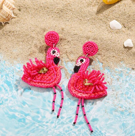 boucles d oreilles summer flamant rose tropical