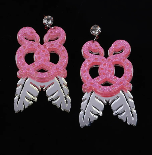 boucle d oreilles anneau original flamant rose