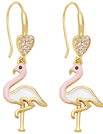 boucle d oreilles flamant rose pastel danseuse