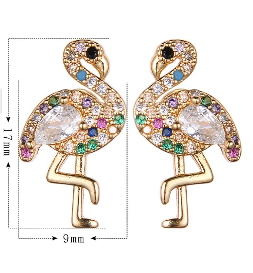 Boucle d'Oreille Argent Flamant Rose