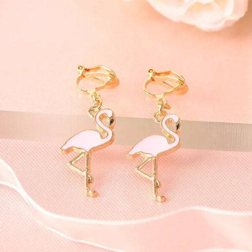 boucles d oreilles pendantes avec flamant rose
