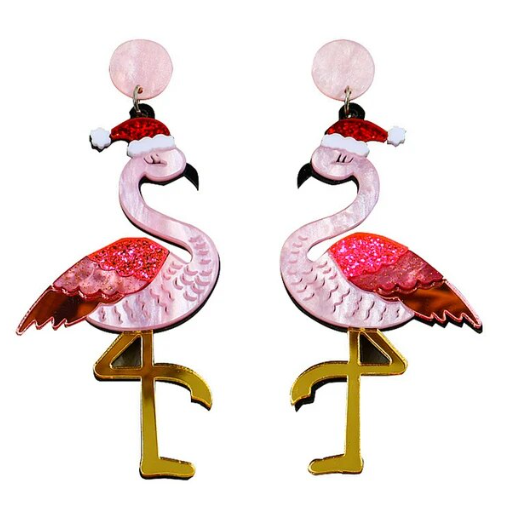 boucle d oreille flamant rose pour noel