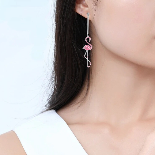 Flamant Rose en Boucles d'Oreilles Pendantes