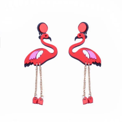 flamant rose rouge en boucles d oreilles originales