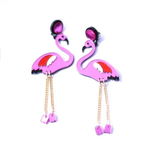 boucles d oreilles en flamant rose rigolo