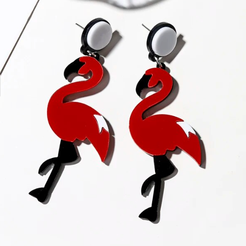 belles boucles d oreilles flamant rose pour femme