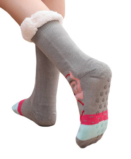 chaussettes antiderapantes flamant rose