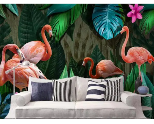 Papier Peint Flamant Rose