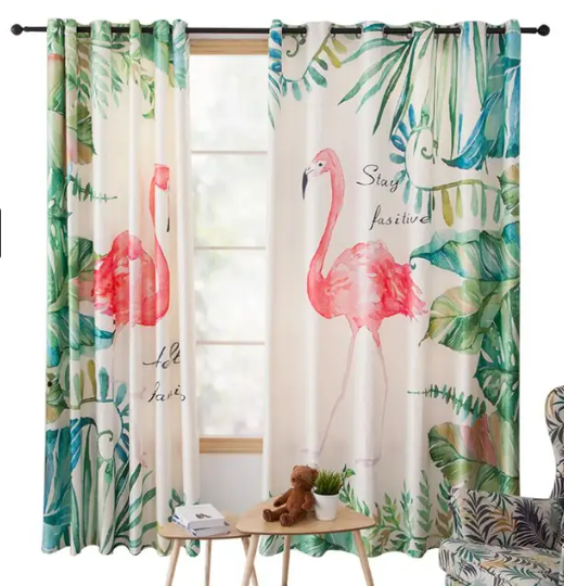 rideaux flamant rose tropical