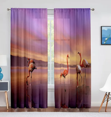 rideaux occultant avec flamant rose