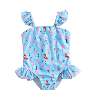 maillot de bain fille flamant rose 1 piéce coquette
