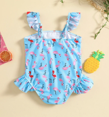 maillot tendance pour petite fille flamant rose