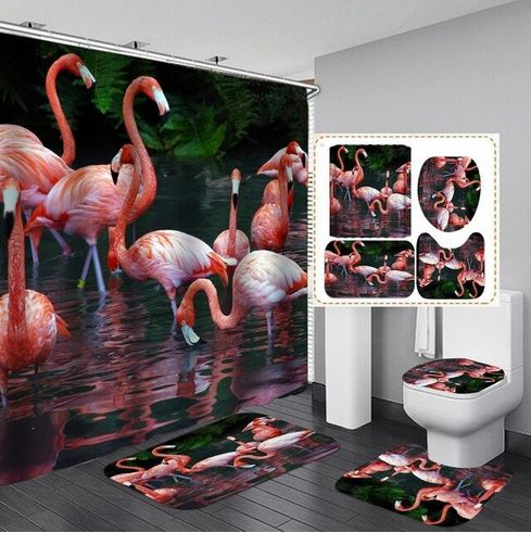 tapis rideau de douche flamant rose pas cher