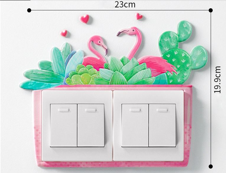sticker flamant rose pour interrupteur double