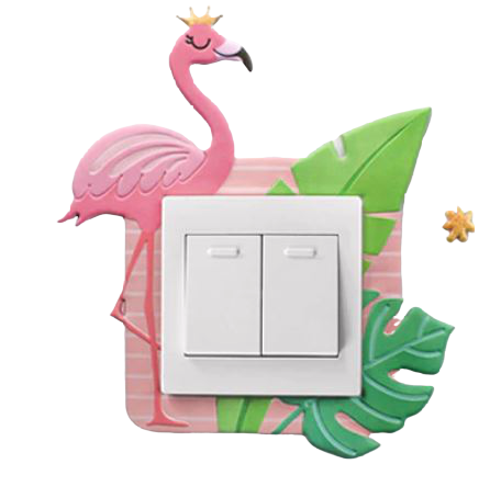 autocollant stickers flamant rose pour interrupteur