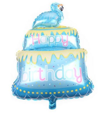 Ballon Flamant Rose Joyeux Anniversaire Bleu