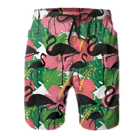 short long de bain pour homme avec flamant rose
