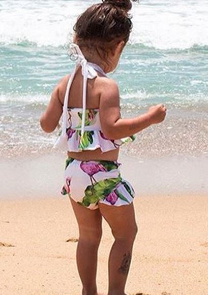 beau maillot flamant rose pour fille