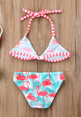 Bikini Flamant Rose Enfant 2 pieces reglable