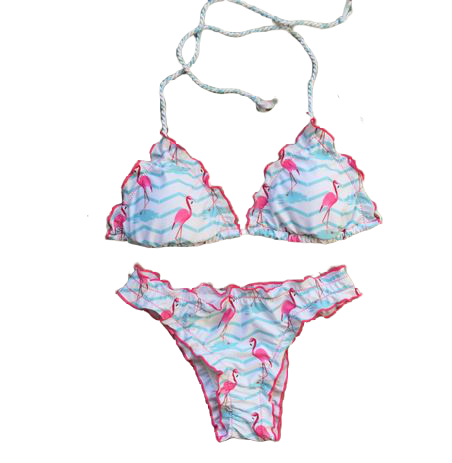 maillot de bain triangle flamant rose