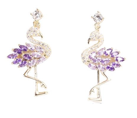 boucle d'oreilles flamant rose cristal faux diamant