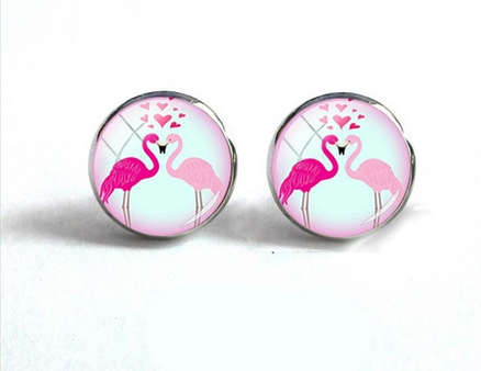 boucle d'oreilles flamant rose amoureux valentin cadeau