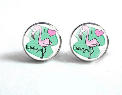 boucle d'oreilles flamant rose flamingo