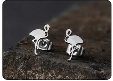boucle d'oreille argent flamant rose pas chere homme mixte