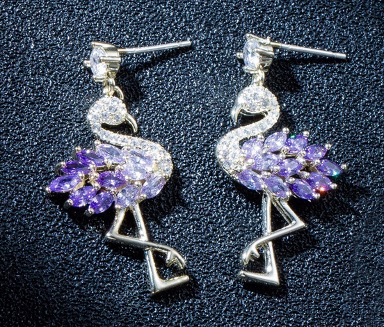 belle paire de boucle d'oreilles flamant rose chic pas cher