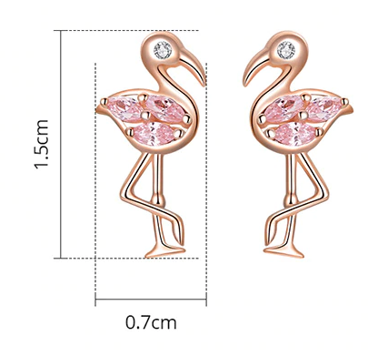 taille des boucles d'oreilels flamant rose fille