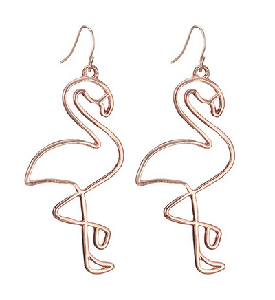 boucle d'oreilles pendantes flamant rose neon