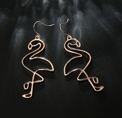 boucle d'oreilles pendantes flamant rose pour femme fille chic