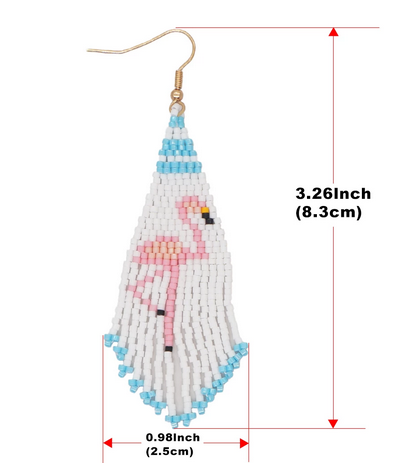 boucle d oreille legere pendante flamant rose perle