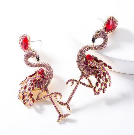 belles boucles d'oreilles flamant rose pour femmes